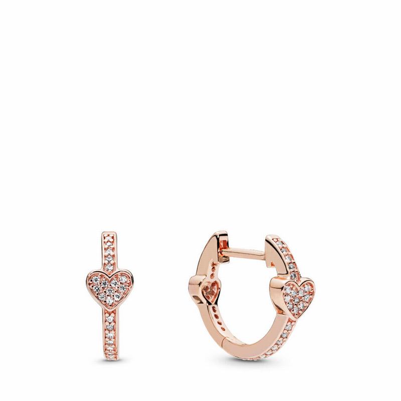 Pandora Rose™ Alluring Hearts Hoop Earrings - Pandora Rose/Cubic Zirconia - Canada | KQ8422YV